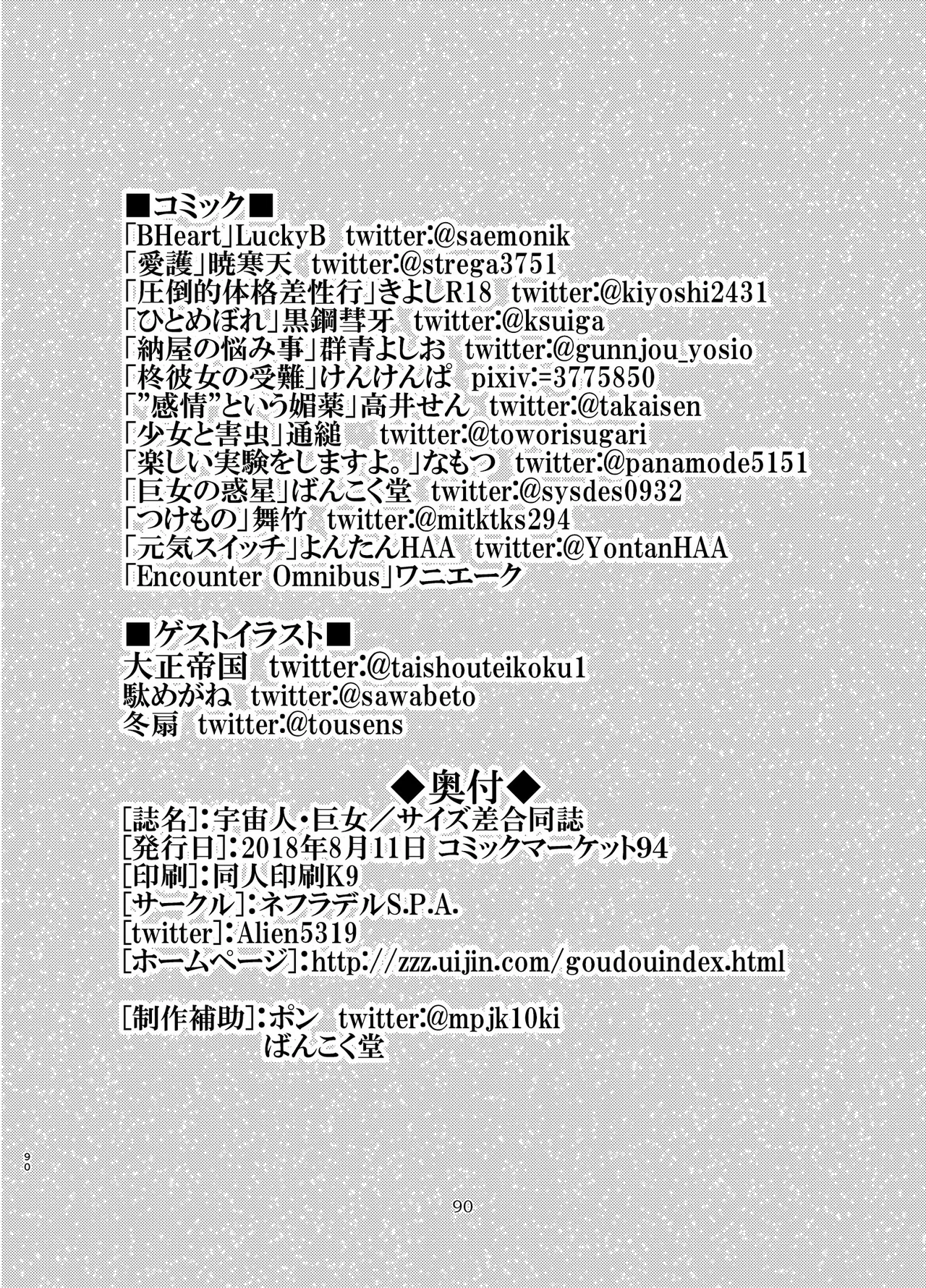 宇宙人・巨女/サイズ差合同誌 Page.89